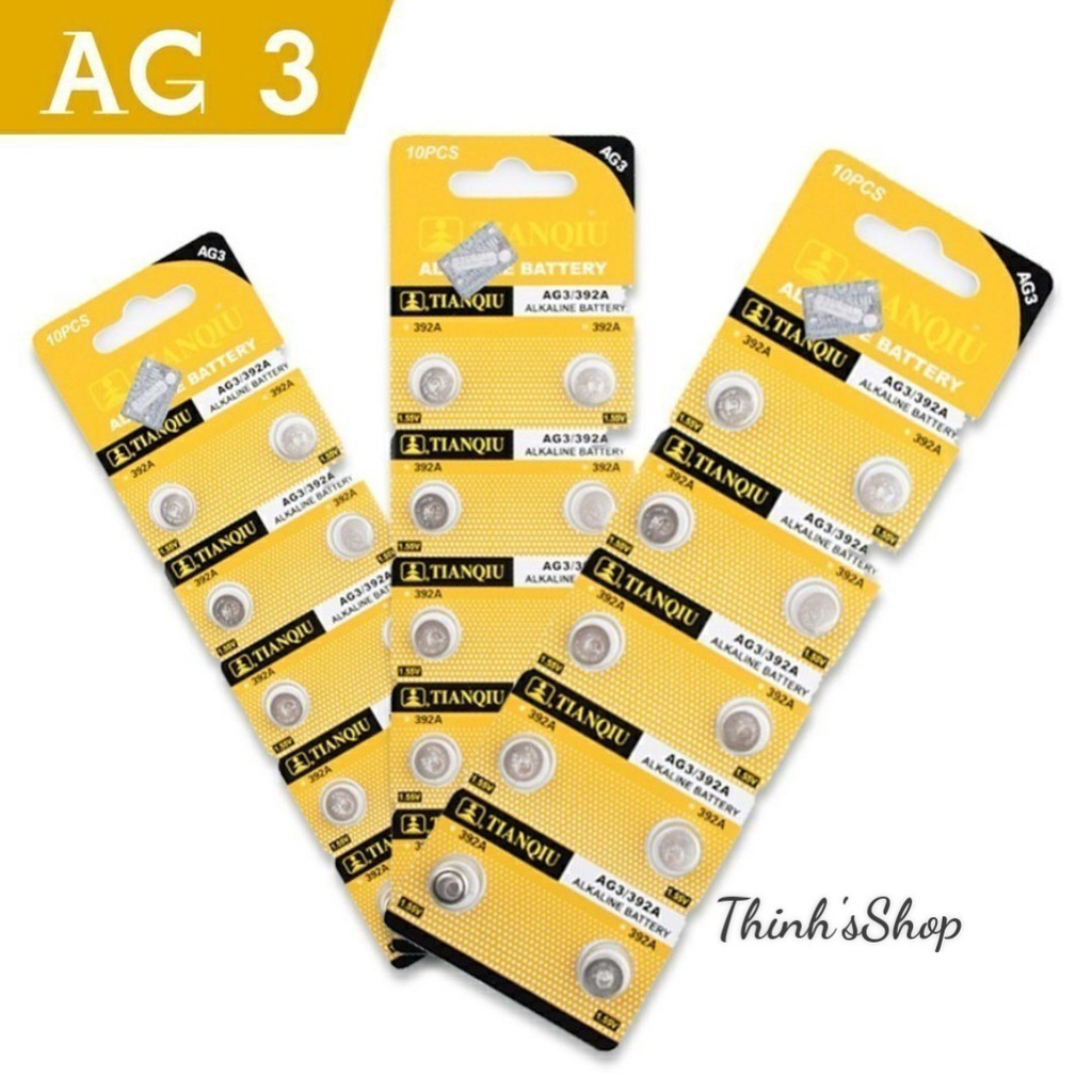 Pin cúc áo 1.5v LR41/192 TIANQIU AG3-LR41-392A Chính hãng ( VỈ 10 VIÊN)