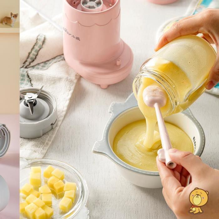 Máy 3 Cối Cho Bé Ăn Dặm Mini Đa Năng Cầm Tay Bear LLJ C04J1, xay Thịt, sinh tố, xay tiêu, hoa quả, thực phẩm, BH 12th