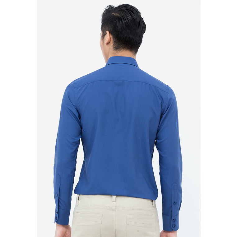 Áo sơ mi nam tay dài vạt bầu Slim Fit Vĩnh Tiến 330 - xanh than