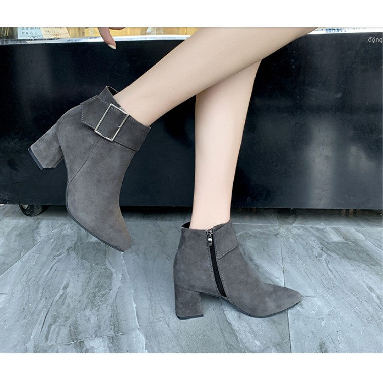 T02 Boot cổ thấp chất da lộn nhiều màu thời trang