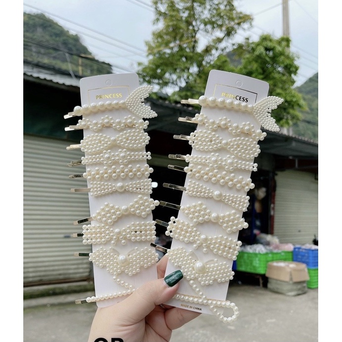 SET 10 kẹp tóc đinh hạt trai cho bạn gái xinh xắn giá siêu rẻ