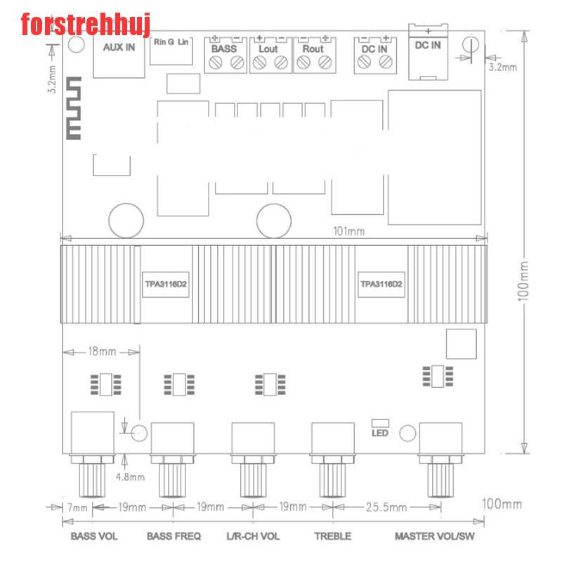 {forstrehhuj}Bluetooth 5.0 TPA3116D2 Digital 2.1 Audio Amplifier Board 100W+50W+50W DC 12-24V