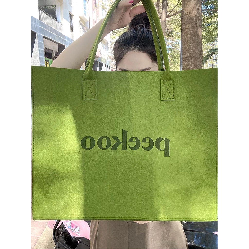 50*40cmTúi Tote Đeo Vai Xách Tay Bằng Vải Nỉ Kích Thước Lớn Túi tote màu xanh đậm thời trang Túi đựng đồ siêu thị dung tích lớn Túi A4 túi đựng máy tính 15,6 inch