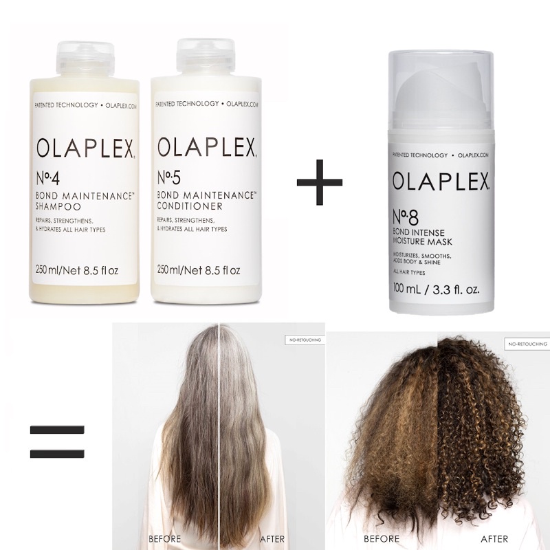 Combo phục hồi hư tổn tóc Olaplex No4,5,8 tăng cường liên kết tóc, phục hồi mềm mượt, cấp ẩm, tái tạo nếp tóc