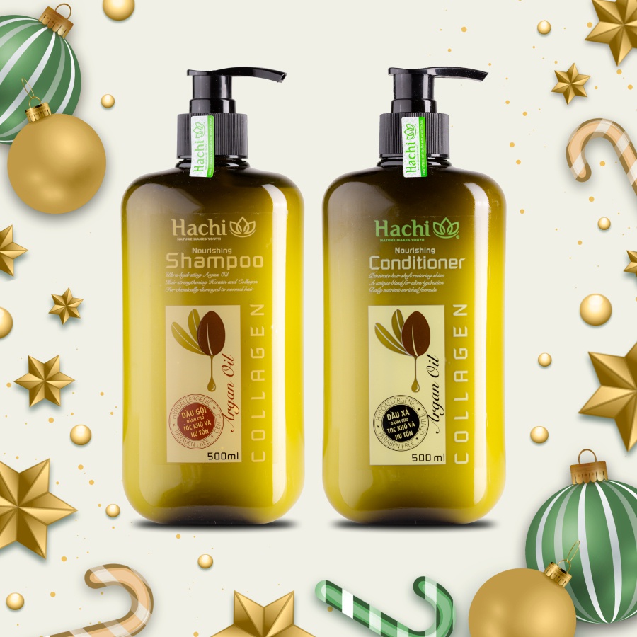 [Mã SKAMLTSM9 giảm 10% đơn 99K] Combo dầu gội xả ARGAN - dành cho tóc hư tổn - HACHI VIETNAM ®