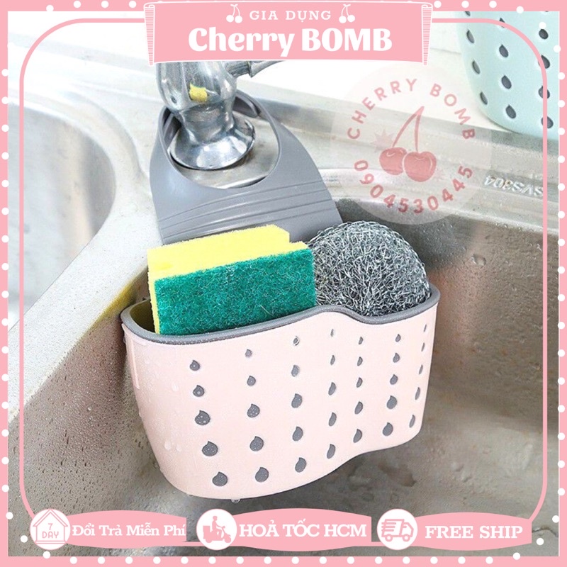 GIỎ ĐỰNG Miếng Rửa Chén 2 Lơp - Giỏ Nhựa Treo Đồ Bồn Rửa Chén, Gắn Vòi Nước Bồn Rửa