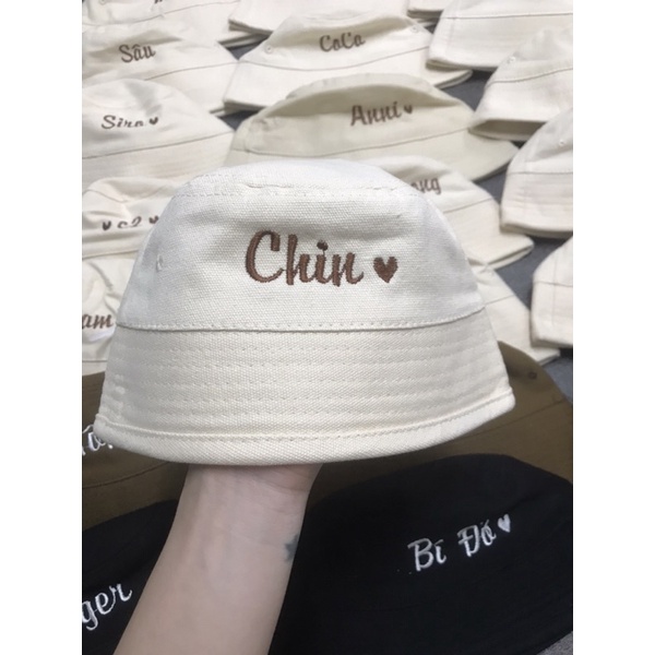MŨ BUCKET THÊU TÊN PHONG CÁCH HÀN QUỐC FORM MŨ QUẢNG CHÂU