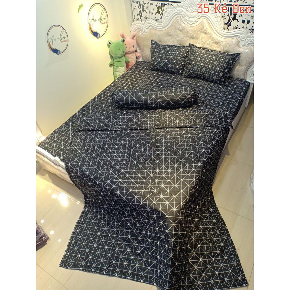 Sét Đủ 5 món ga gối chăn hè trần bông 2 vỏ gối và vỏ gối ôm mẫu KẺ BÀN CỜ | BigBuy360 - bigbuy360.vn