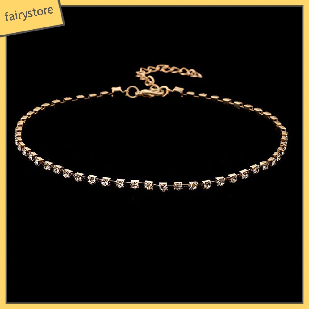 Vòng cổ choker đính trang trí kim cương giả phong cách thời trang dành cho nữ