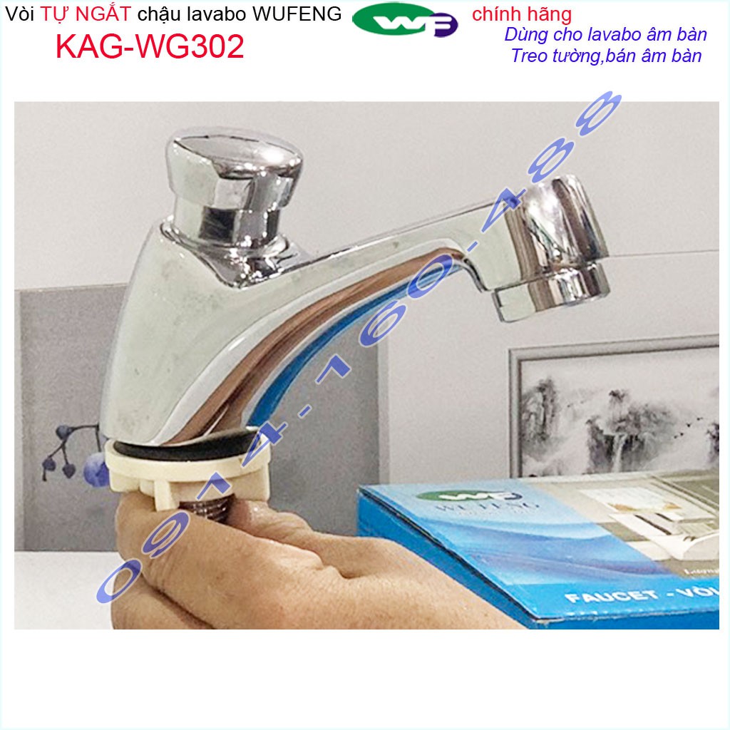 Vòi lavabo nhấn tự ngắt nước Wufeng KAG-WG302, vòi bán tự động ngắt nước tiết kiệm nước sử dụng tốt hiệu suất tốt