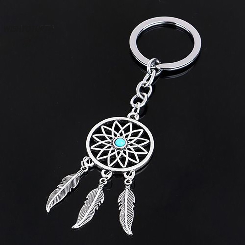 Móc Khóa Hình Dream Catcher Phối Đá Ngọc Lam Giả Thời Trang