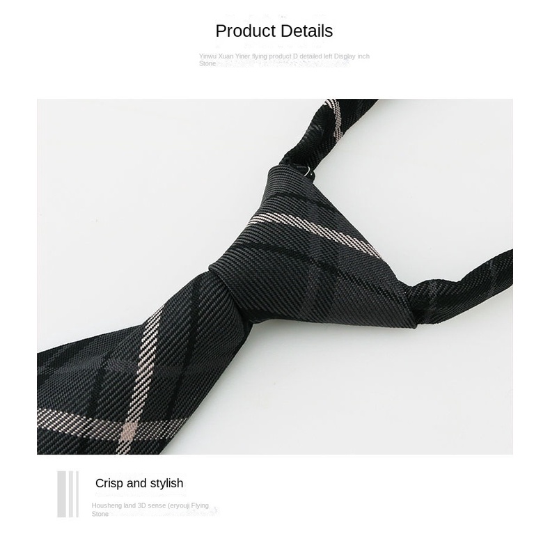 Cà Vạt Nơ Họa Tiết Sọc Caro Đen Phong Cách Nhật Bản Cho Nữ