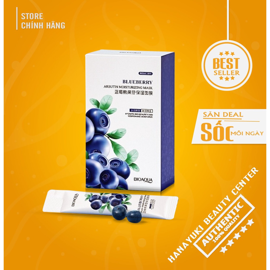 Mặt nạ trắng da glycoside tinh chất việt quất Bioaqua kiểm soát dầu, phục hồi da khô, chống lão hoá- Hanayuki Asia