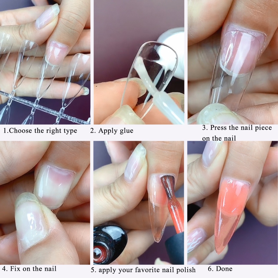 Bộ 96 Móng Tay Giả Dạng Nhấn Tiện Dụng Cho Nối Dài Móng