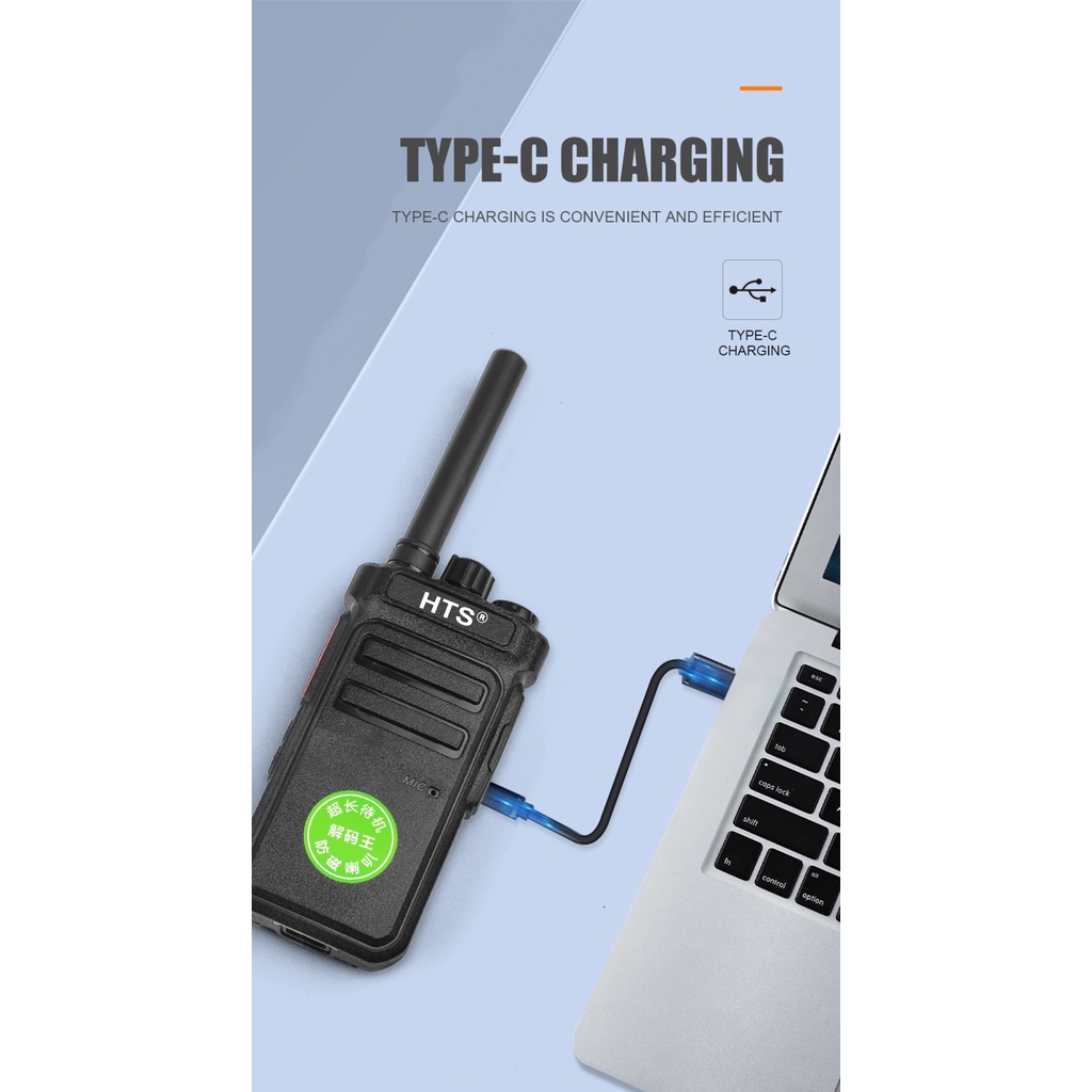 Bộ đàm HTS CP988 (Nhỏ gọn, 2 chế độ sạc, Pin dung lượng cao sử dụng &gt;18 tiếng, độ bền cao)