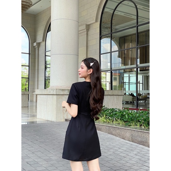 𝐓𝐫𝐚𝐜𝐲 𝐃𝐫𝐞𝐬𝐬 - váy thiết kế dạ tweed tiểu thư, sang trọng màu đen