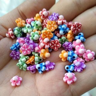 10gam Hạt nhựa hoa 5cánh 6mm nhiều màu
