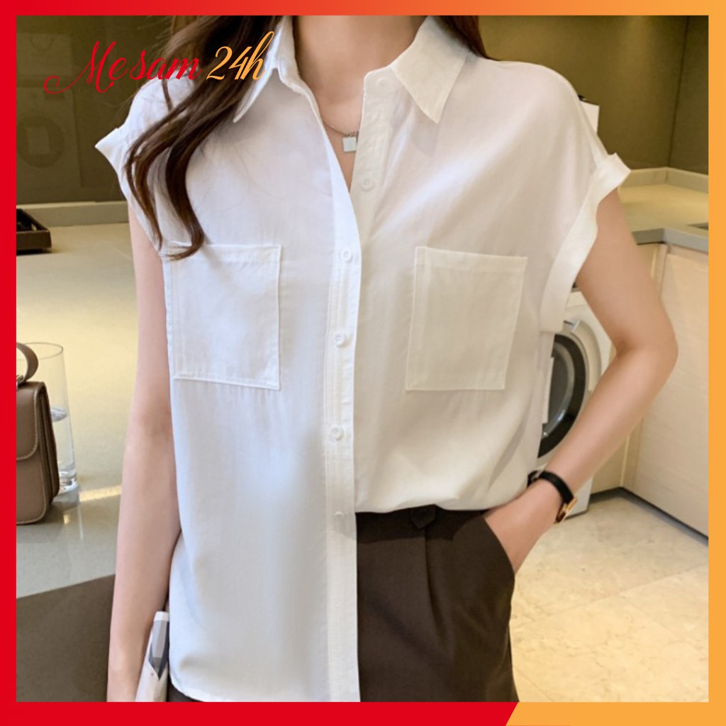 Áo sơ mi đũi nữ tay ngắn Mẹ Sam 24h áo kiểu bigsize, chất liệu mềm mát, form trẻ trung phá cách SMH.33 | BigBuy360 - bigbuy360.vn