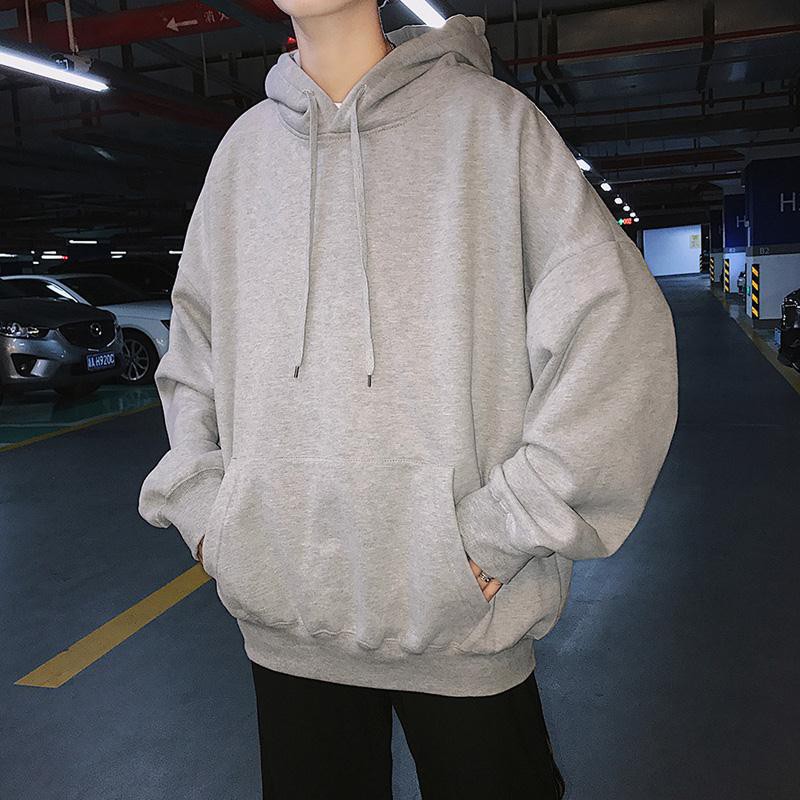 Áo HOODIE Basic Trơn Unisex , Áo Nỉ Bông Trơn Form Rộng Dài Tay XÁM