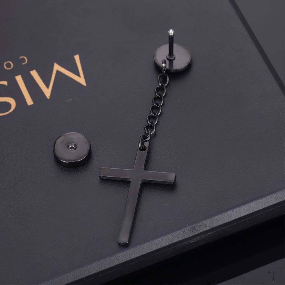 Bông tai dạng dây xích phối lông vũ bằng thép không gỉ nhiều màu phong cách punk cổ điển cho nam và nữ