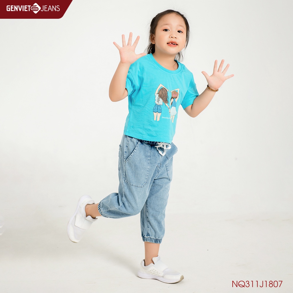 Quần Ngố Jeans Jogger Bé Gái GENVIET KID NQ311J1807