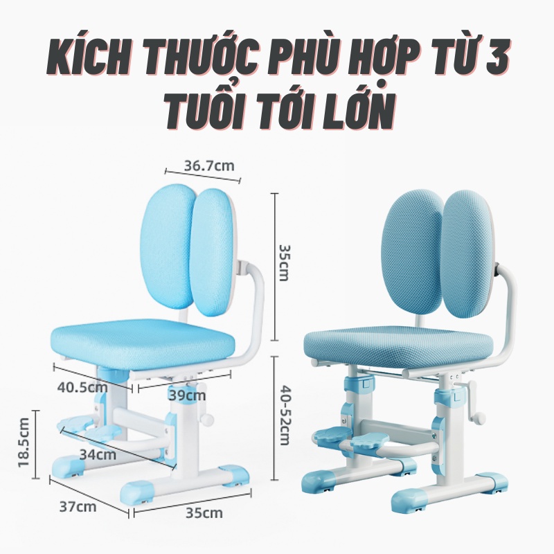 Bàn học chống gù S80, Bàn học cho bé có giá sách, Nâng hạ tay quay dễ dàng, Bảo hành 24 tháng