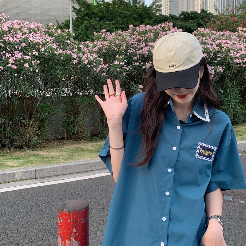 SUXI Áo sơ mi nữ tay ngắn dáng rộng thời trang mới mùa hè phong cách Hàn Quốc