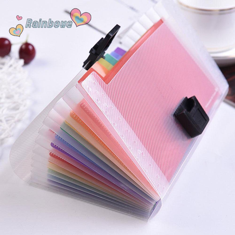 Tập đựng tài liệu khổ A6 13 ngăn làm từ nhựa màu cầu vồng thời trang