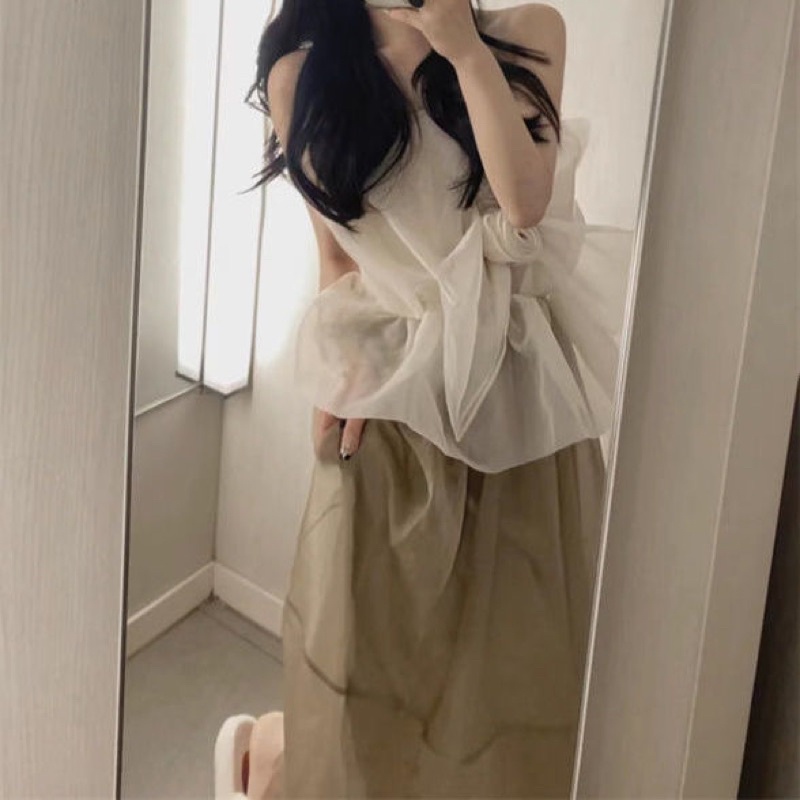 Set Áo Hoa Chân Váy Dài Chun