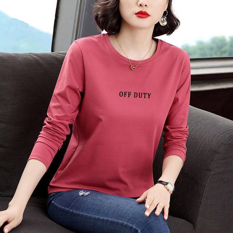 Áo thun tay dài dáng rộng thời trang cho phụ nữ trung niên