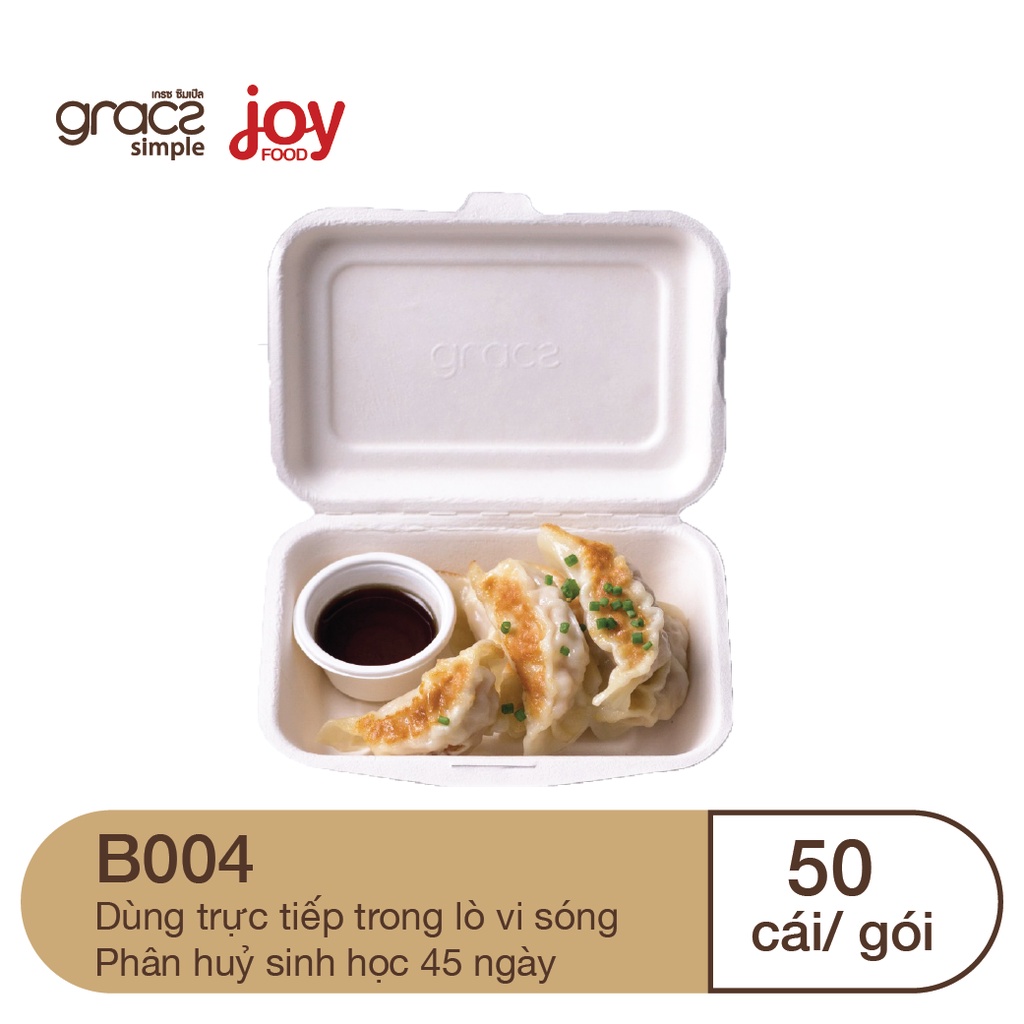 50 hộp bã mía Gracz 1 ngăn 450ml , hộp dùng 1 lần đựng xôi xéo, quay được an toàn trong lò vi sóng