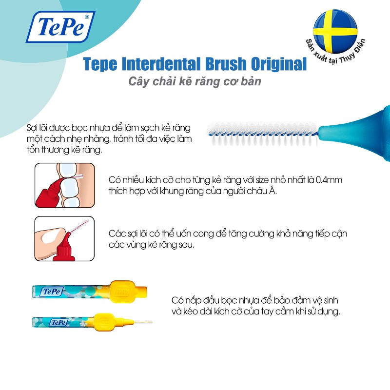 Cây chải kẽ răng cơ bản Tepe Interdental Brushes Original