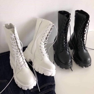 [ORDER] Boots nâng đế 5cm thân boots dài 20cm | Có hai màu Trắng/Đen (Sẵn trắng 39)