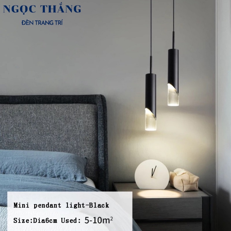 Đèn thả trần hình trụ trang trí phòng khách phòng ngủ bàn ăn quầy bar ánh sáng vàng Led 8W T8988B Ngọc Thắng