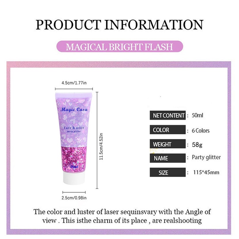 Gel Sequin Lấp Lánh Trang Điểm Mắt Môi Cơ Thể Nổi Bật