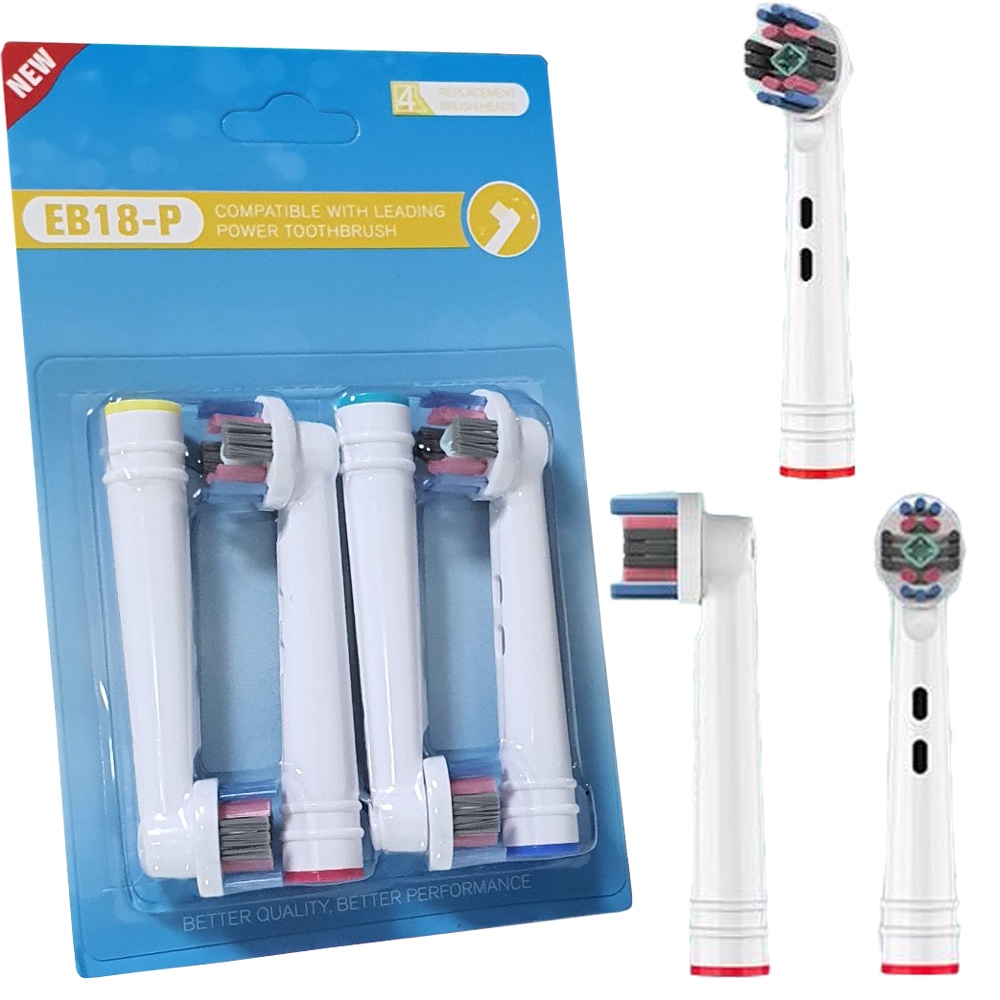 Cho máy Oral B, Set 4 đầu bàn chải than sợi tre kháng khuẩn EB18-P, EB20-P, EB25-P Minh House