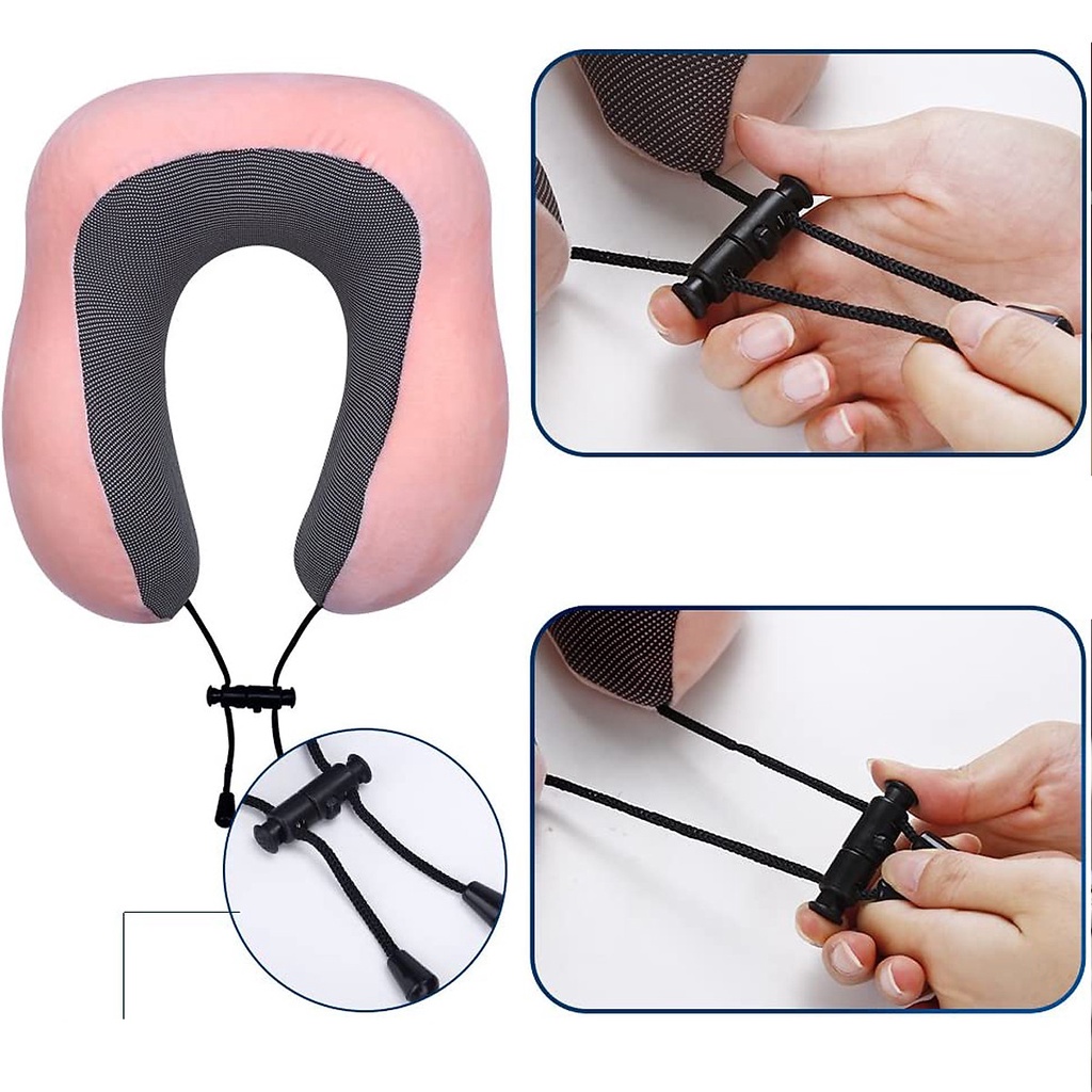 [Màu Hồng] Gối Ngủ Văn Phòng Du Lịch Chữ U Tặng Kèm Bịt Mắt, Bịt Tai Chống Mỏi Chất Liệu Memory Foam - Hãng dododios