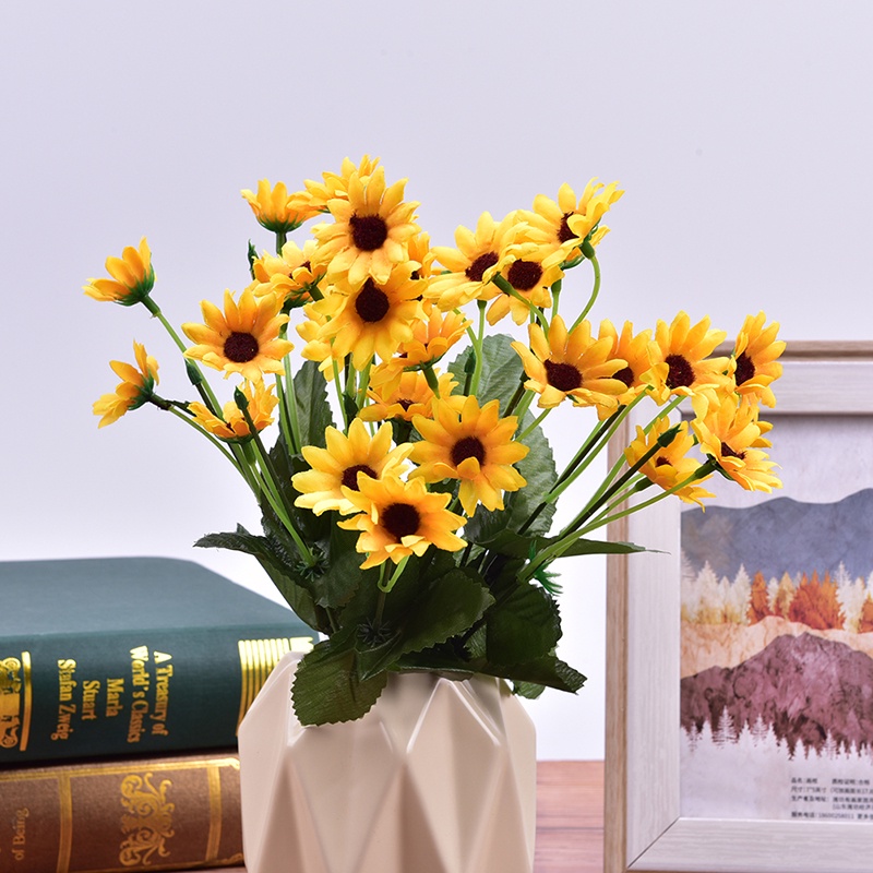 {FCC} 1PC 1Bunch 22 Heads Sunflower Silk Artificial Flower Bouquet For Home Decoration{yancrane3.vn}