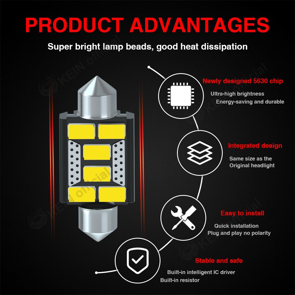 Bóng Đèn Led 2022 31MM 36MM 39MM 41MM C5W C10W C3W Ánh Sáng Trắng Ấm Trang Trí Nội Thất Xe Hơi