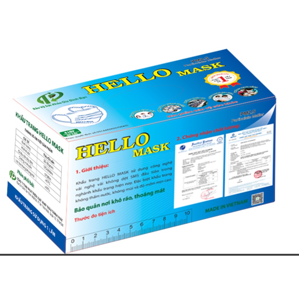 [Mã FAMAYFA2 giảm 10K đơn 50K] Khẩu trang hello mask 4 lớp xanh | BigBuy360 - bigbuy360.vn