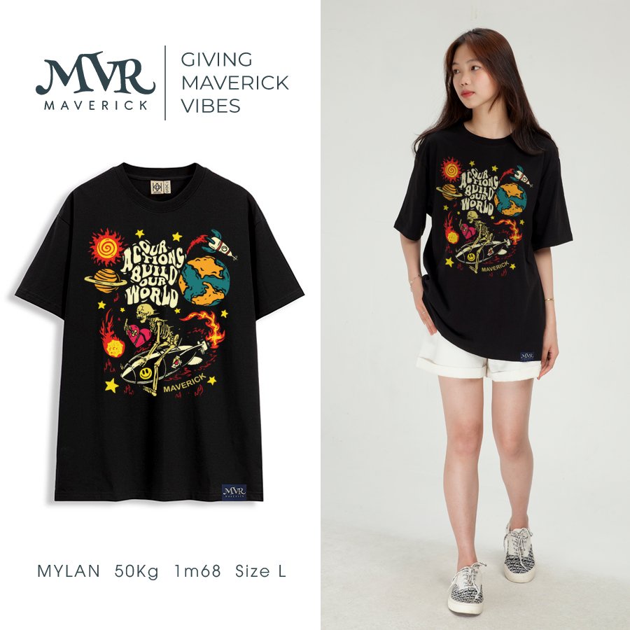Áo thun nam nữ Thê giới quay cuồng phong cách ngầu MVR size rộng tee Mỹ BB4076