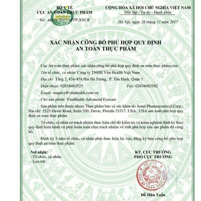 Viên uống bổ mắt, sáng mắt, tăng thị lực của Mỹ VitaHealth Advanced Eyecare 30 viên Vitamin cho mắt Eye Care
