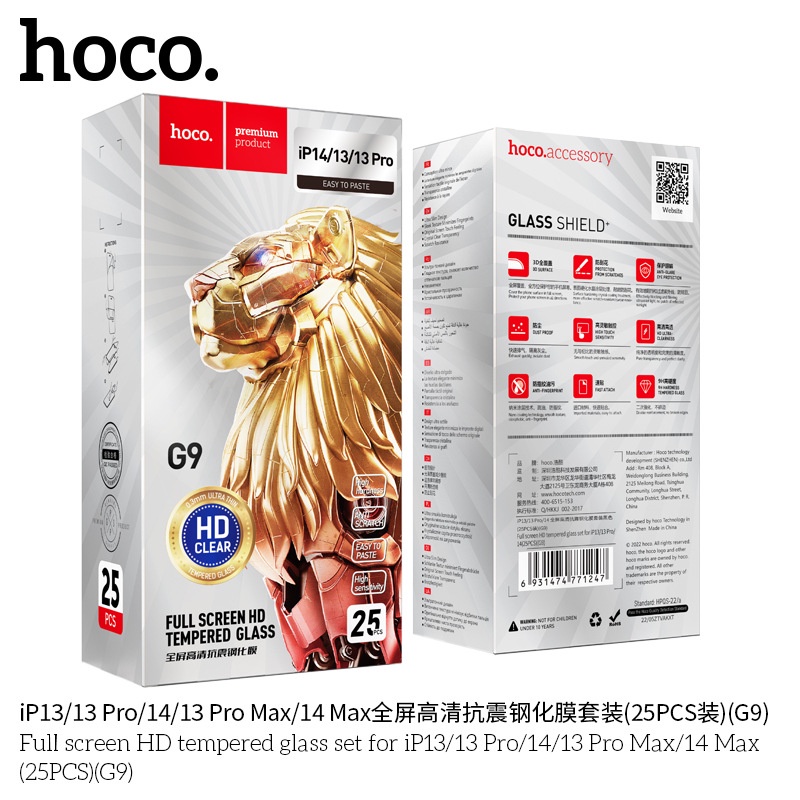 Kính Cường Lực Iphone Hoco G9, Full Màn Hình ,Cảm Ứng Mượt, Không Bám Vân Tay, Vát Cạnh 3D Ôm Sát Màn Hình Máy,.
