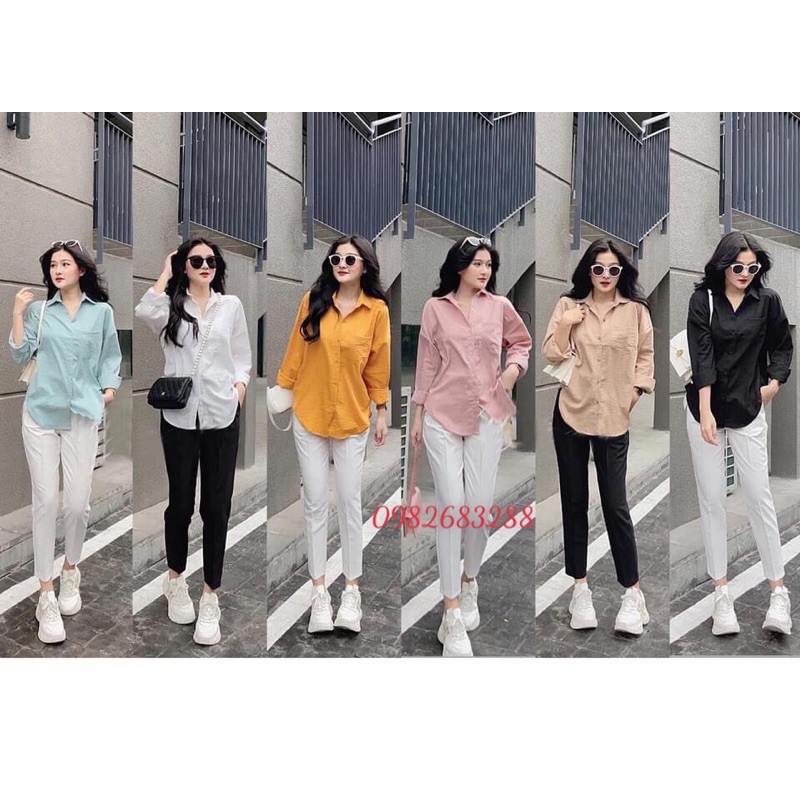 áo sơ mi nữ dài tay vạt tôm
