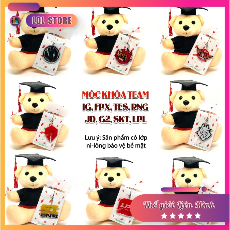 MÓC KHÓA TEAM LOL SKT T1, TES, IG, FPX, RNG, JD, G2, LPL ... MÓC KHÓA LIÊN MINH