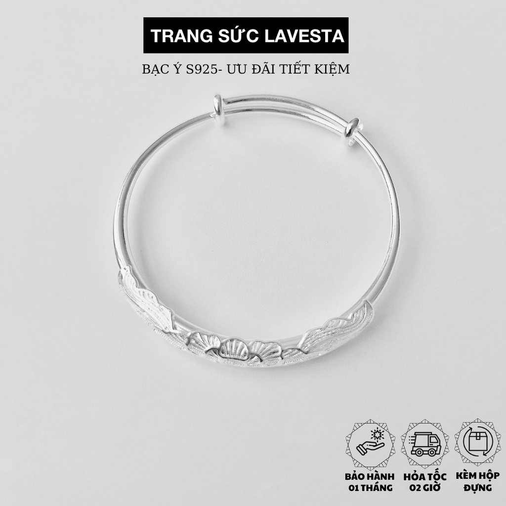 Vòng tay bạc nữ 925, lắc tay nữ bạc trang nhã, hiện đại Lavesta SUN06