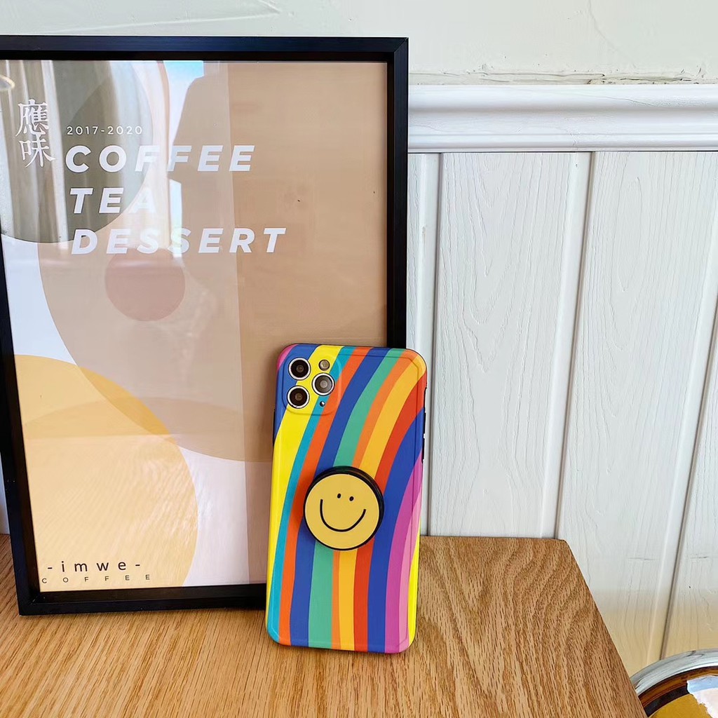 Ốp Điện Thoại Mềm Hình Mặt Cười Cầu Vồng Cho Iphone 7 8 SE2 Plus X XS XR Xsmax 11 Pro Promax | BigBuy360 - bigbuy360.vn