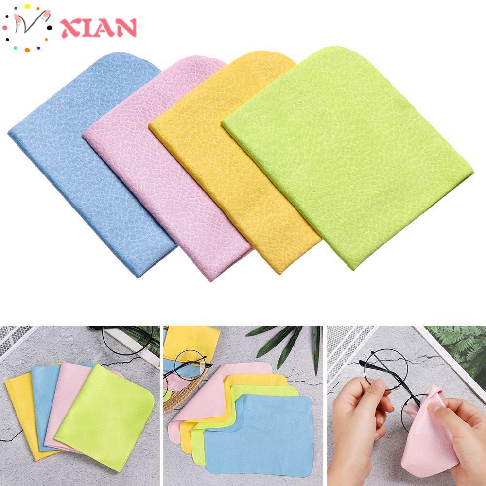Set 4 khăn lau mắt kính/ màn hình điện thoại bằng sợi microfiber màu sắc ngẫu nhiên chất lượng cao