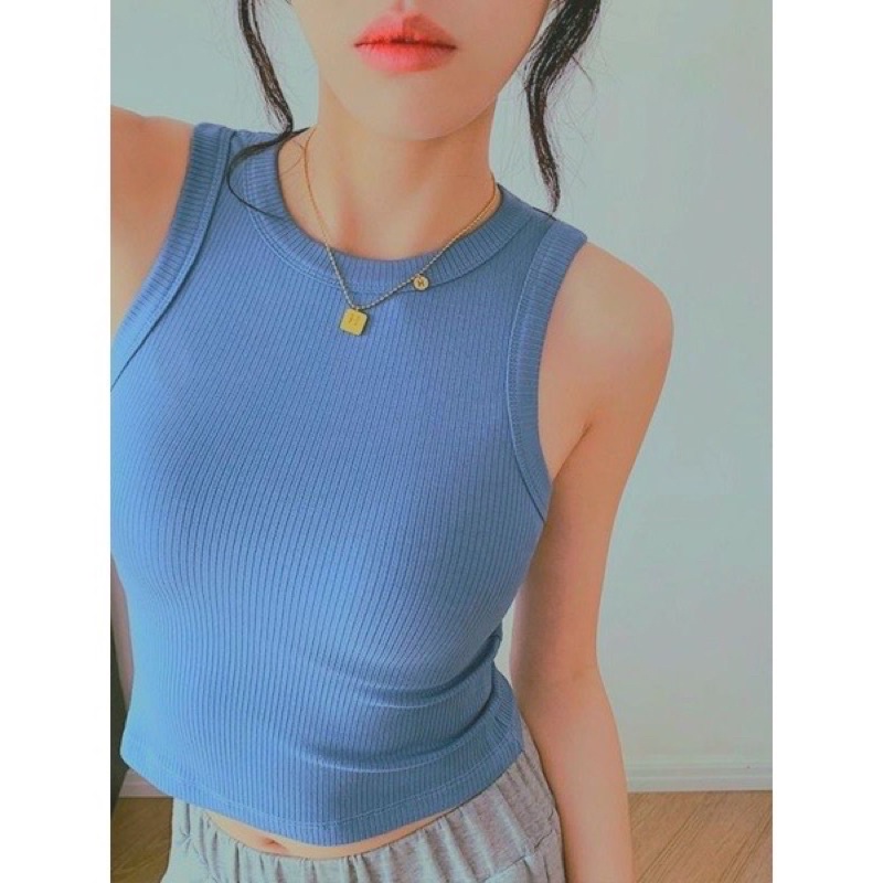 Peekaboo- Áo balo croptop xanh dương/ be