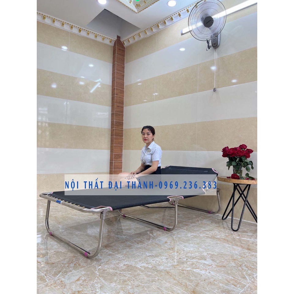 Giường xếp lưới khung inox cỡ đại - Free ship nội thành Sài Gòn